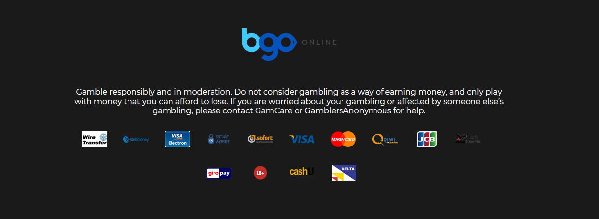 BGO payment methods