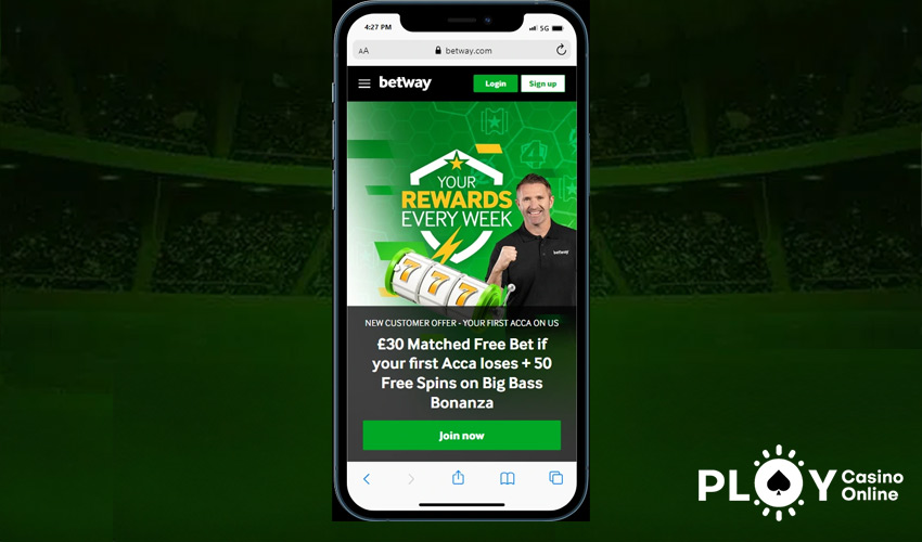 Betway rewards on a mobile phone screen